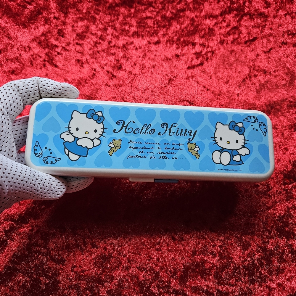 Box Case Pencil Pen Hello Kitty Sanrio 1998 Blue